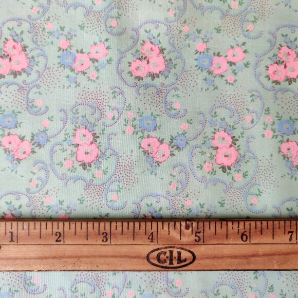 Ralph Lauren Silk Scarf Green & Pink Floral Baroque Print EUC - Picture 5 of 5